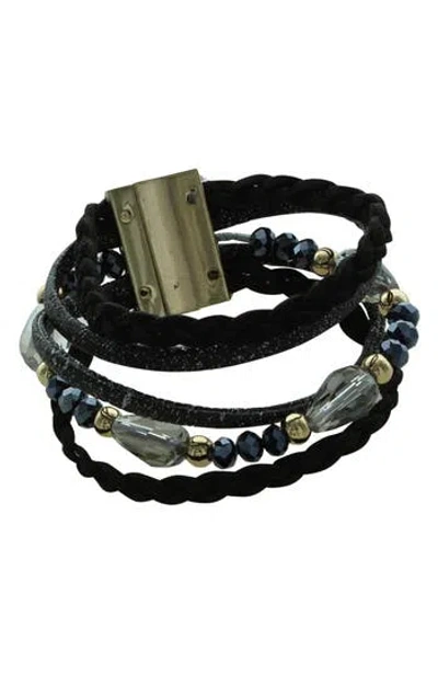 Olivia Welles Eva Faux Stack Magnetic Bracelet In Black