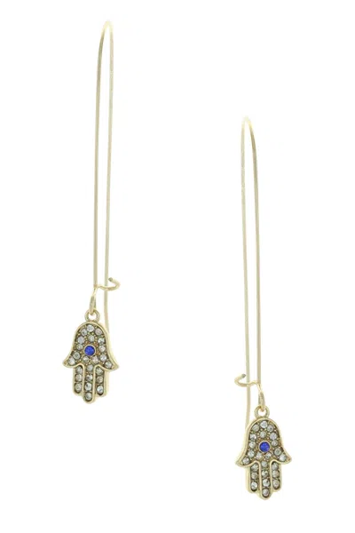 Olivia Welles Eva Pave Evil Eye Long Fishhook Earrings In Blue
