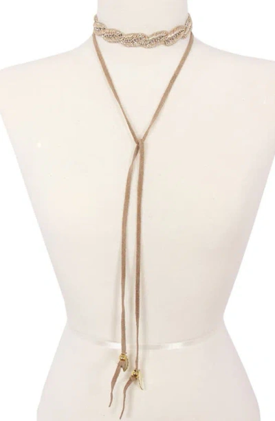 Olivia Welles Fancy Foliage Choker Necklace In Brown