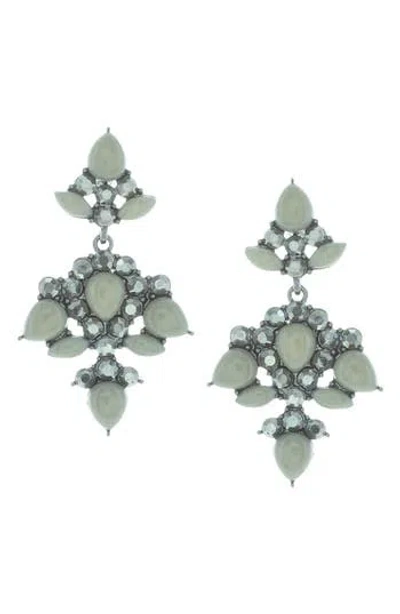 Olivia Welles Faux Pearl Cluster Drop Earrings In Green