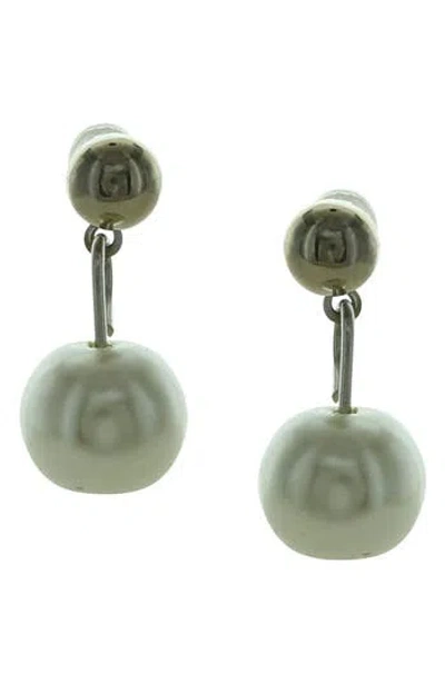 Olivia Welles Faux Pearl Drop Earrings In Green