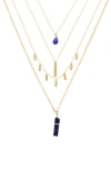 Olivia Welles Faux Stone Charm Layered Necklace In Gold
