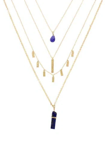 Olivia Welles Faux Stone Charm Layered Necklace In Gold