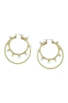 Olivia Welles Faye Yellow Gold Plated Imitation Pearl Double Hoop Earrings In Multi