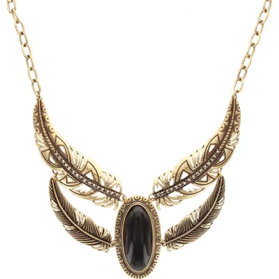Olivia Welles Feather Bib Necklace In Gold