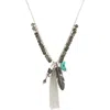 Olivia Welles Feather Cluster Pendant Necklace In Black