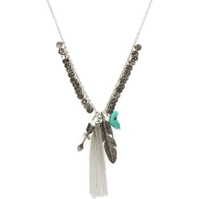 Olivia Welles Feather Cluster Pendant Necklace In Black