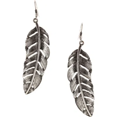 Olivia Welles Feather Drop Earrings In Silver