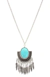 Olivia Welles Feather Fringe Pendant Necklace In Multi