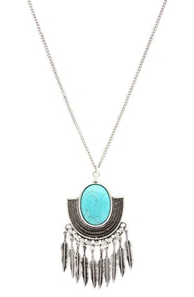 Olivia Welles Feather Fringe Pendant Necklace In Multi