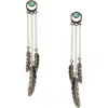 Olivia Welles Feather Trio Drop Earrings In Silver