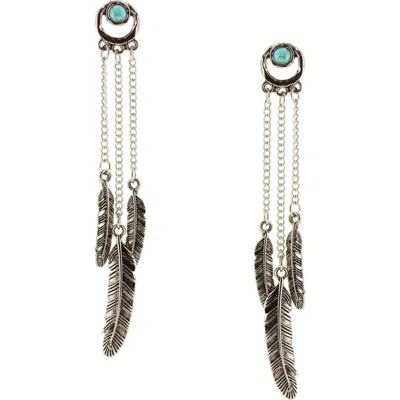 Olivia Welles Feather Trio Drop Earrings In Silver