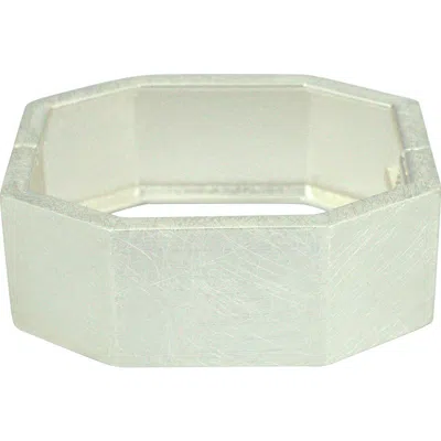 Olivia Welles Fia Octagon Hinge Bangle In Silver