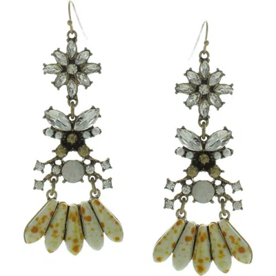 Olivia Welles Floral Rhinestone Chandelier Earrings In Metallic