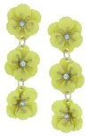 Olivia Welles Flower Drop Earrings In Green