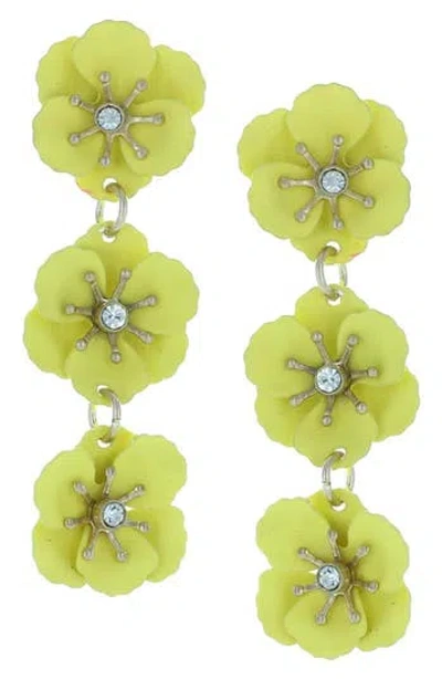 Olivia Welles Flower Drop Earrings In Green