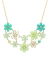 Olivia Welles Flower Power Necklace In Gold/turquoise