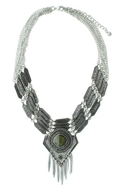Olivia Welles Free Spirit Necklace In Burnished Silver/grey