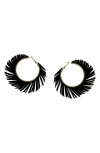 Olivia Welles Fringe Hoop Earrings In Black