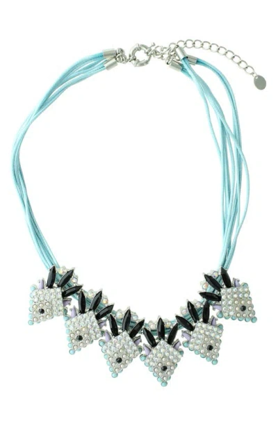 Olivia Welles Frost And Ice Crystal Choker Necklace In Blue