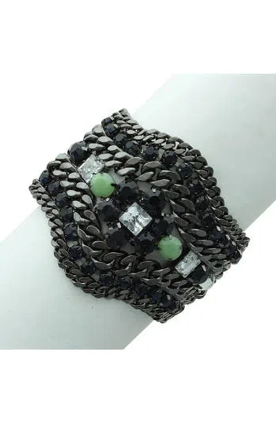 Olivia Welles Gabriella Jeweled Bracelet In Gunmetal/gray