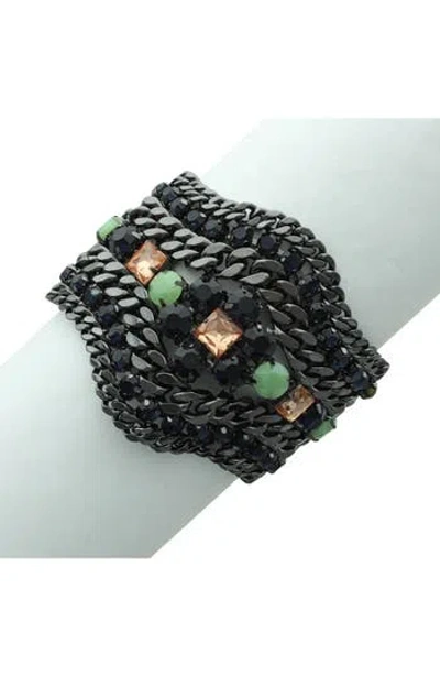 Olivia Welles Gabriella Jeweled Bracelet In Gunmetal/multi