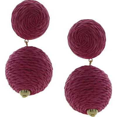 Olivia Welles Gaby Raffia Drop Earrings In Pink