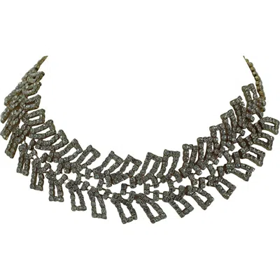 Olivia Welles Galia Multi-stone Collar Necklace In Metallic