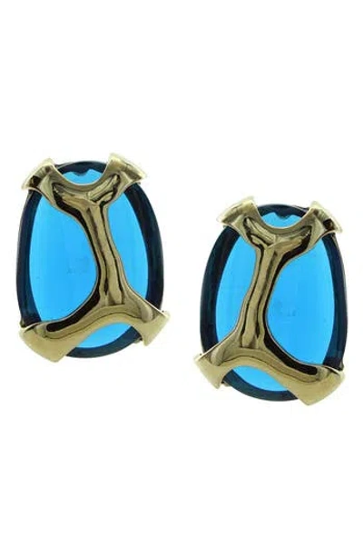 Olivia Welles Geometric Jewel Earrings In Blue