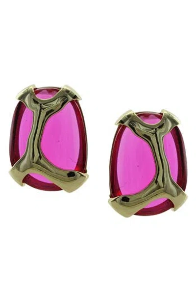 Olivia Welles Geometric Jewel Earrings In Purple