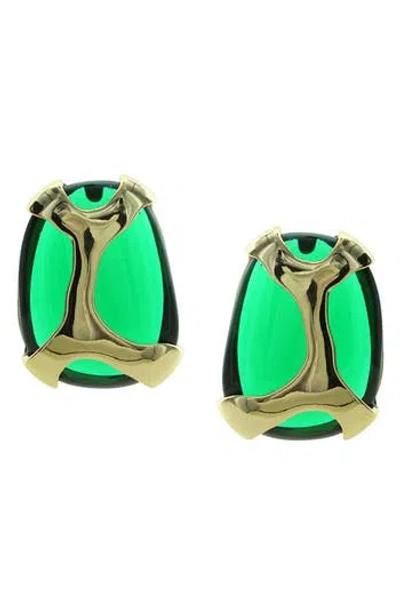 Olivia Welles Geometric Jewel Earrings In Green