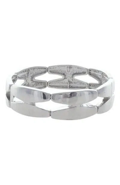 Olivia Welles Geometric Link Stretch Bracelet In Silver