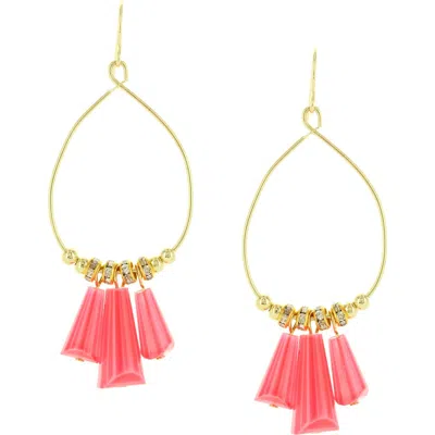 Olivia Welles Giana Teardrop Earrings In Gold / Coral