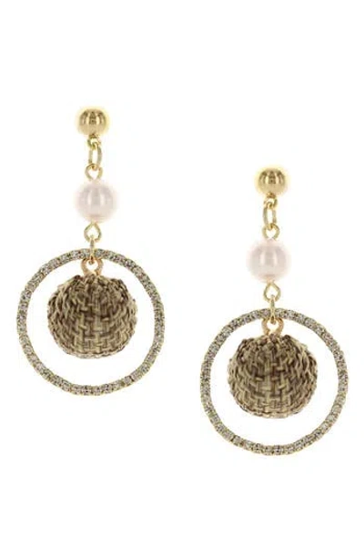 Olivia Welles Giselle Crystal & Faux Pearl Drop Earrings In Metallic