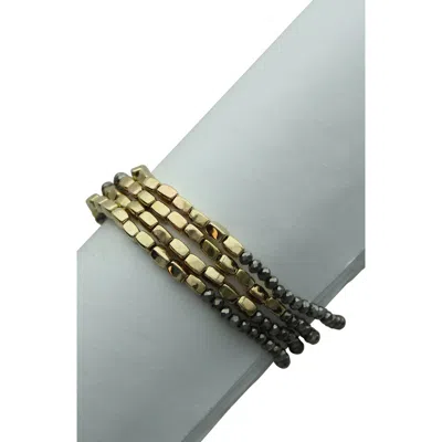 Olivia Welles Glass Beaded Stretch Bracelet In Gold