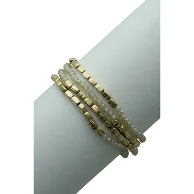 Olivia Welles Glass Beaded Stretch Bracelet In Gold