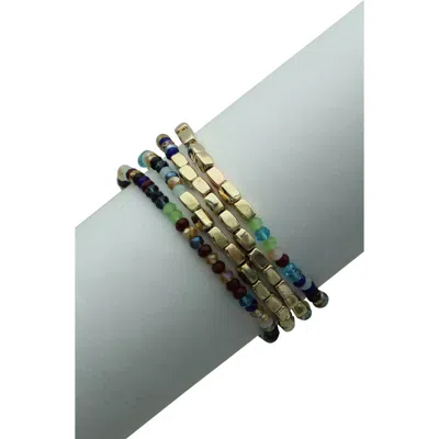 Olivia Welles Glass Beaded Stretch Bracelet In Purple