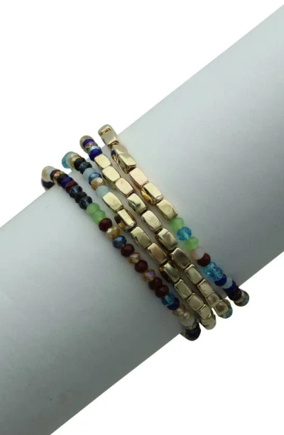 Olivia Welles Glass Beaded Stretch Bracelet In Gold