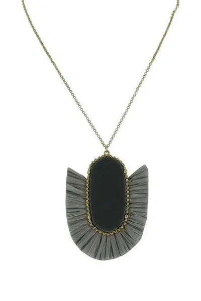 Olivia Welles Glenna Matte Stone & Fringe Pendant Necklace In Gray