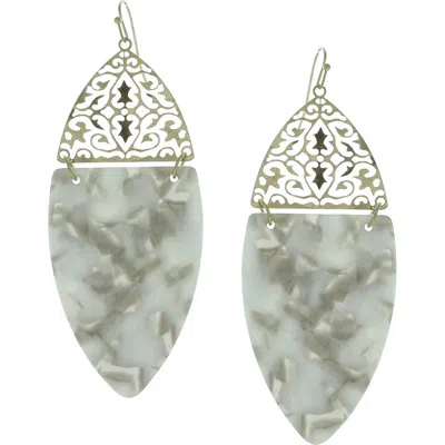 Olivia Welles Gold Plated Alana Split Drop Earrings In Worn Gold/gray