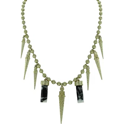 Olivia Welles Gold Plated Alternating Icicle Beaded Statement Necklace
