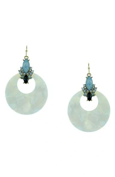 Olivia Welles Gold Plated Crystal & Resin Drop Earrings In Blue