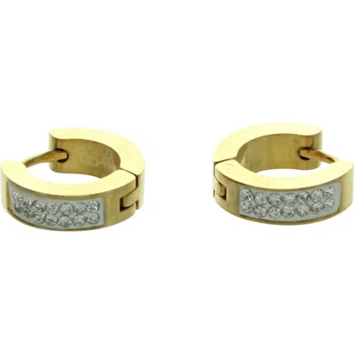 Olivia Welles Gold Plated Crystal Huggie Hoop Earrings In Gold / Clear