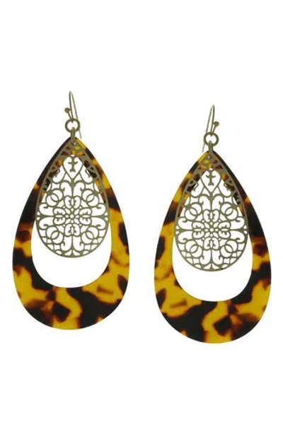 Olivia Welles Gold-plated Devin Floating Filigree Drop Earrings In Worn Gold/brown
