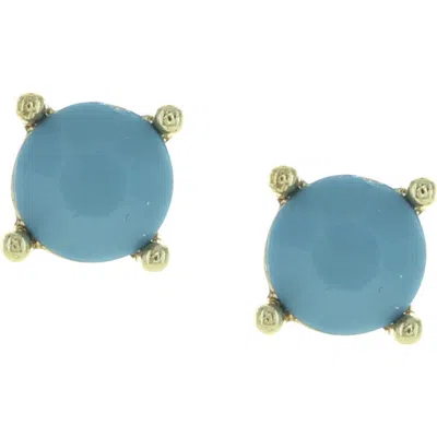 Olivia Welles Gold Plated Glamour Crystal Stud Earrings In Blue