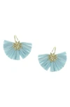 Olivia Welles Gold Plated Jade Raffia Drop Earrings In Gold/gray