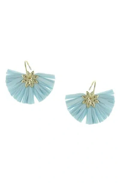 Olivia Welles Gold Plated Jade Raffia Drop Earrings In Blue