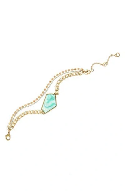 Olivia Welles Gold Plated Mixed Chain & Organic Shape Stone Bracelet