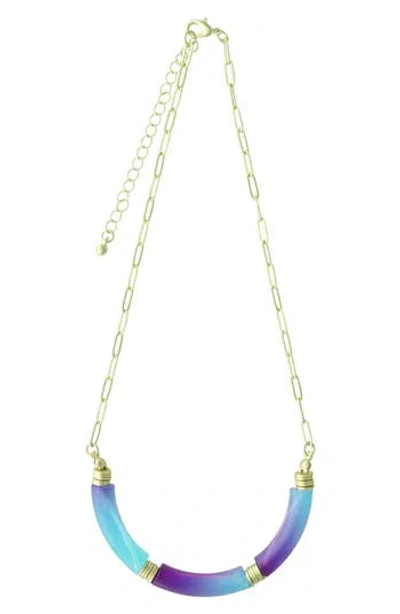 Olivia Welles Gold Plated Peyton Gradient Necklace In Blue