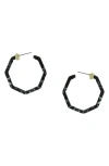 Olivia Welles Gold Plated Speckled Hoop Earrings In Black